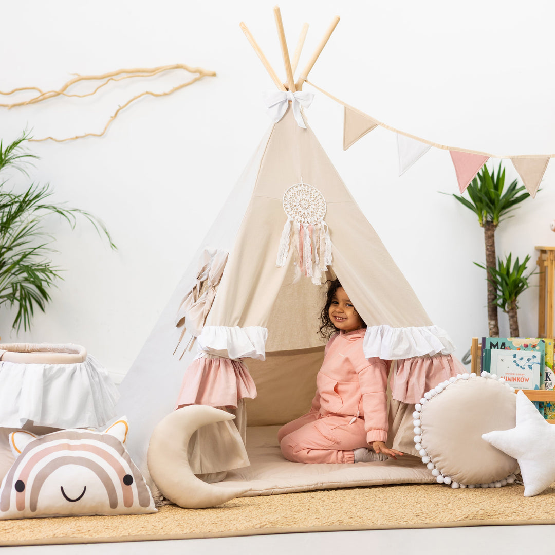 zubehör tipi zelt Tipi Zuckerrüschen Rosa Sand OEKO-TEX | Wild Folks – Wild Folks