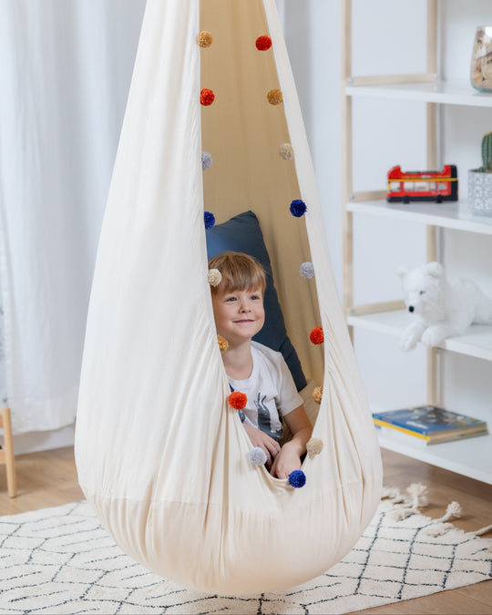 Hanging Cocoon Swing Happy Pompom | Pure Nature
  Collection