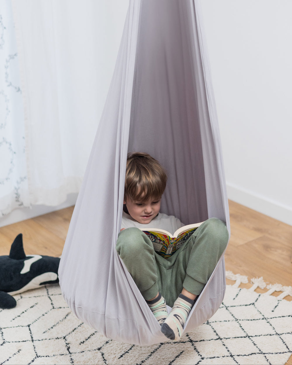 Hanging Cocoon Swing Silver Cloud | Cloud Castle