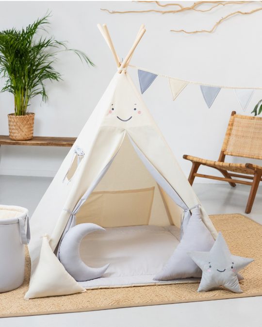 fun zelt Tipi Zelt mit Smiley-Gesicht Kinder | Wild Folks – Wild Folks
