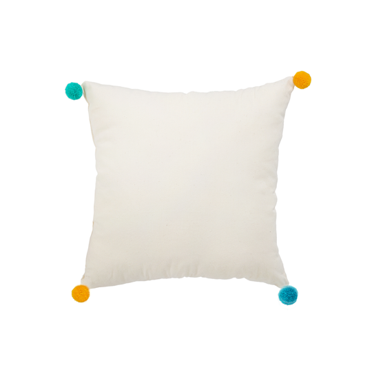 Pernă Pătrată Pompon Curcubeu | Colecția Natură Curată